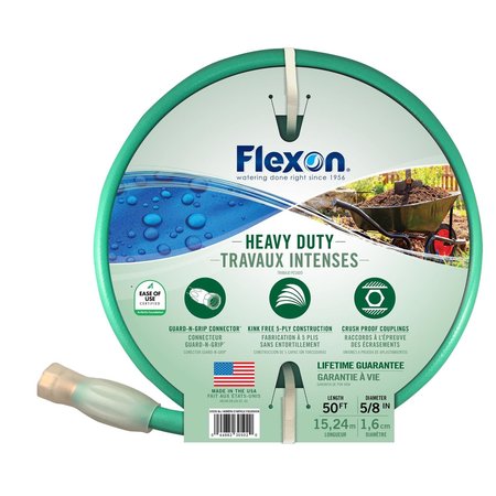 FLEXON 5/8 in. D X 50 ft. L Heavy Duty Garden Hose Green FXG5850ACE